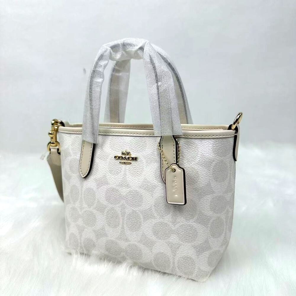 Coach Mini City Tote Bag Crossbody Shoulder Signature Canvas White/Chalk CW032 - Picture 3 of 12
